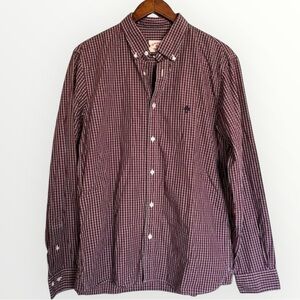 Brooks Brothers Red Fleece Shirt Mens Sz Large Plaid Long Sleeve Button Up
